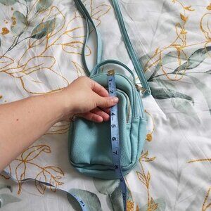 CUTE MINI Turquoise Shoulder Bag mini Backpack Style, 3 zipper pouches, Leather!